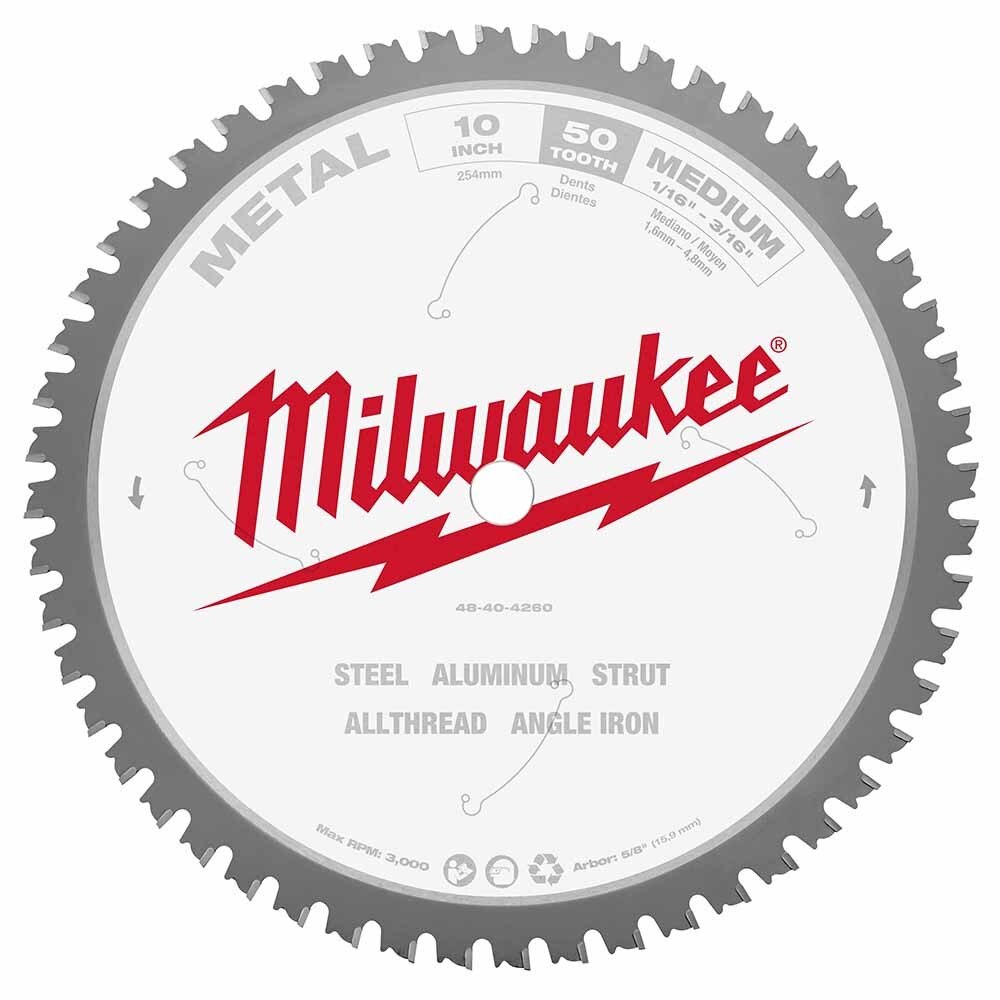 Milwaukee 48-40-4260 10" 50T METAL CSB, 5/8"