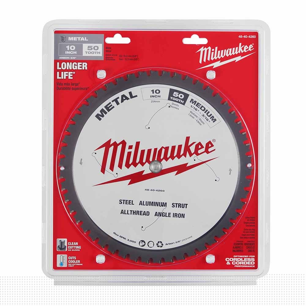 Milwaukee 48-40-4260 10" 50T METAL CSB, 5/8" - 6