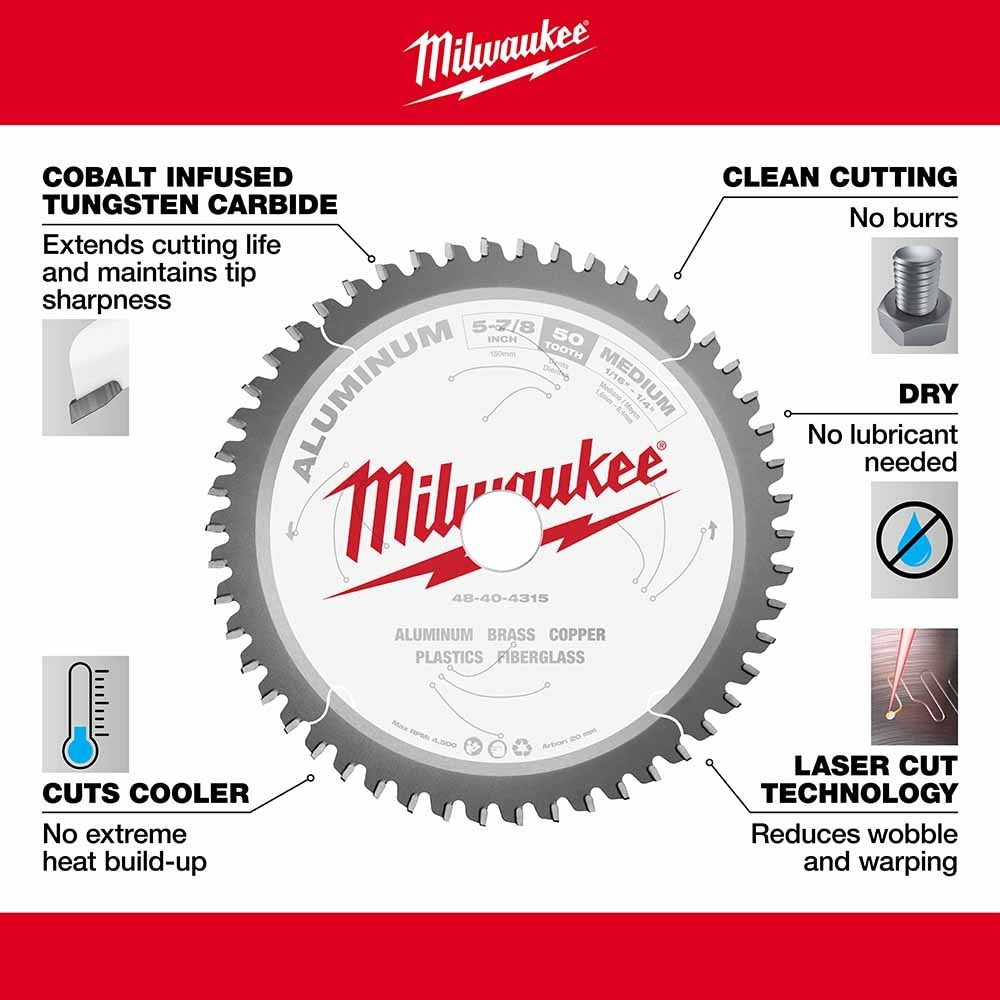 Milwaukee 48-40-4315 5-7/8" 50T ALUMINUM CSB, 20MM - 4