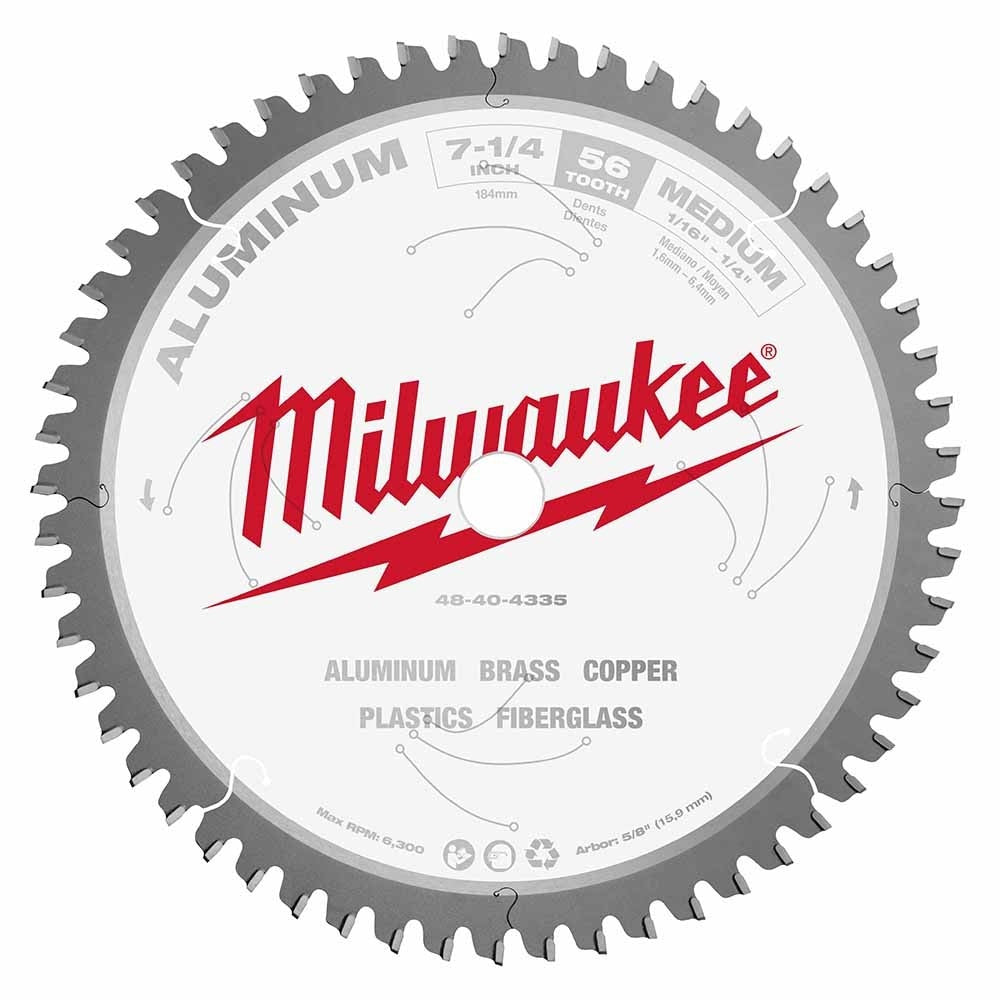 Milwaukee 48-40-4335 7-1/4" 56T ALUMINUM CSB, 5/8"