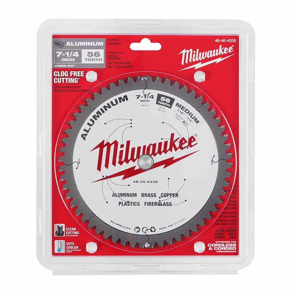 Milwaukee 48-40-4335 7-1/4" 56T ALUMINUM CSB, 5/8" - 6