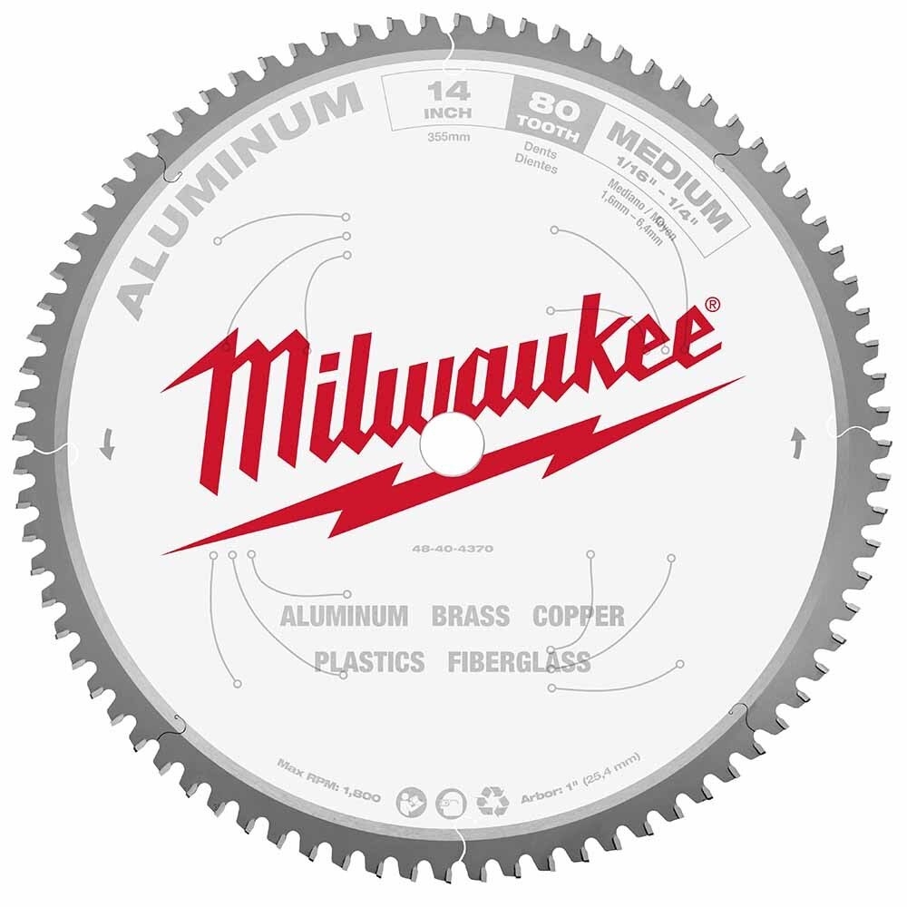 Milwaukee 48-40-4370 14" 80T ALUMINUM CSB, 1"
