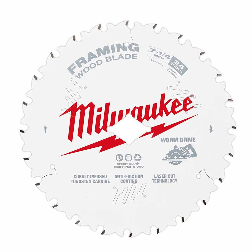 Milwaukee 48-41-0723 7-1/4" 24T Worm Drive Framing Circular Saw Blades Bulk 10