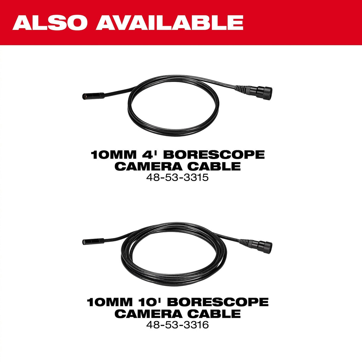 Milwaukee 48-53-3315 10mm 4' Borescope Camera Cable for M12 Wireless Monitor - 2