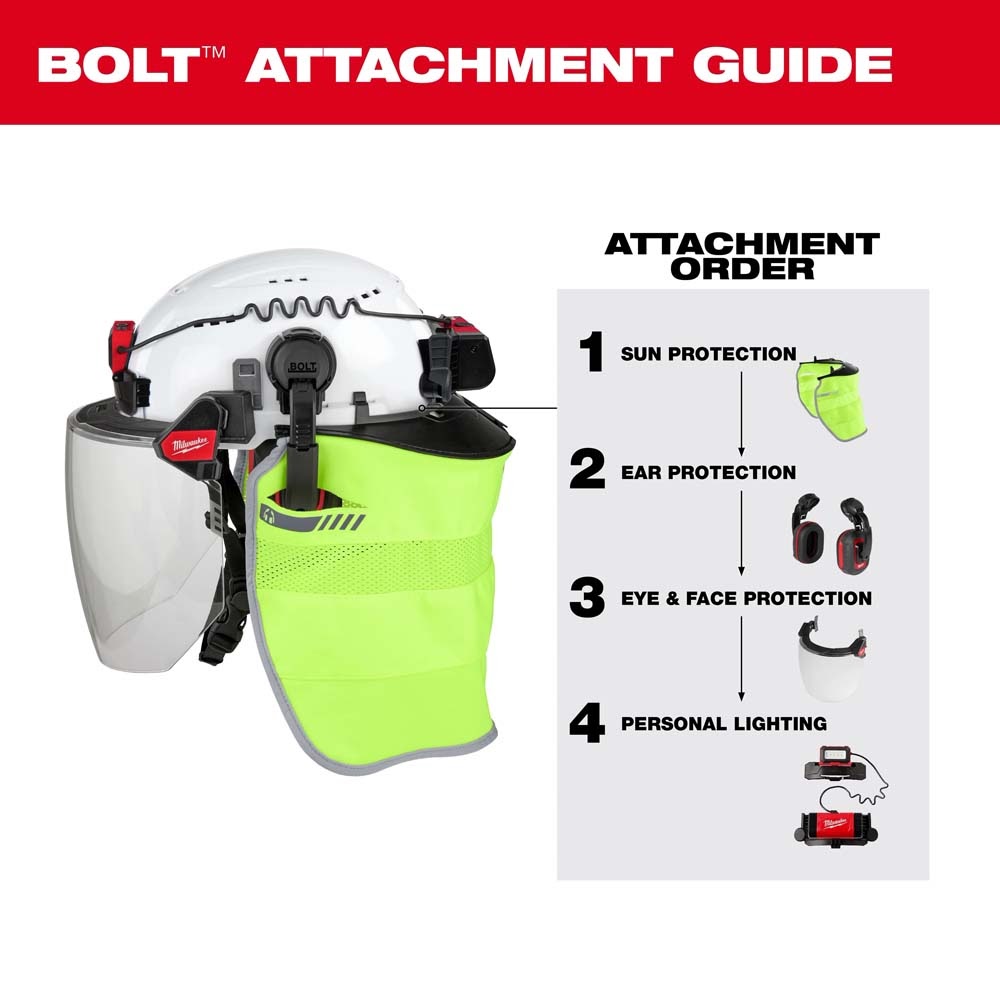 Milwaukee 48-73-1078 BOLT Sun Visor with Sunshade - 360 Degree UV Protection - 8