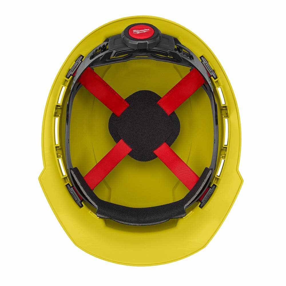 Milwaukee 48-73-1102 Yellow Front Brim Hard Hat with 4PT Ratcheting Suspension – Type 1 Class E - 5