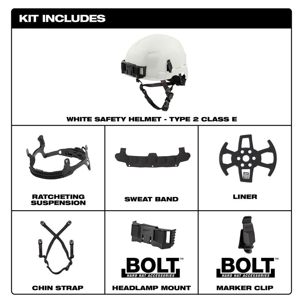 Milwaukee 48-73-1335 BOLT Gray Safety Helmet (USA) - Type 2, Class E, Non-Vented - 9