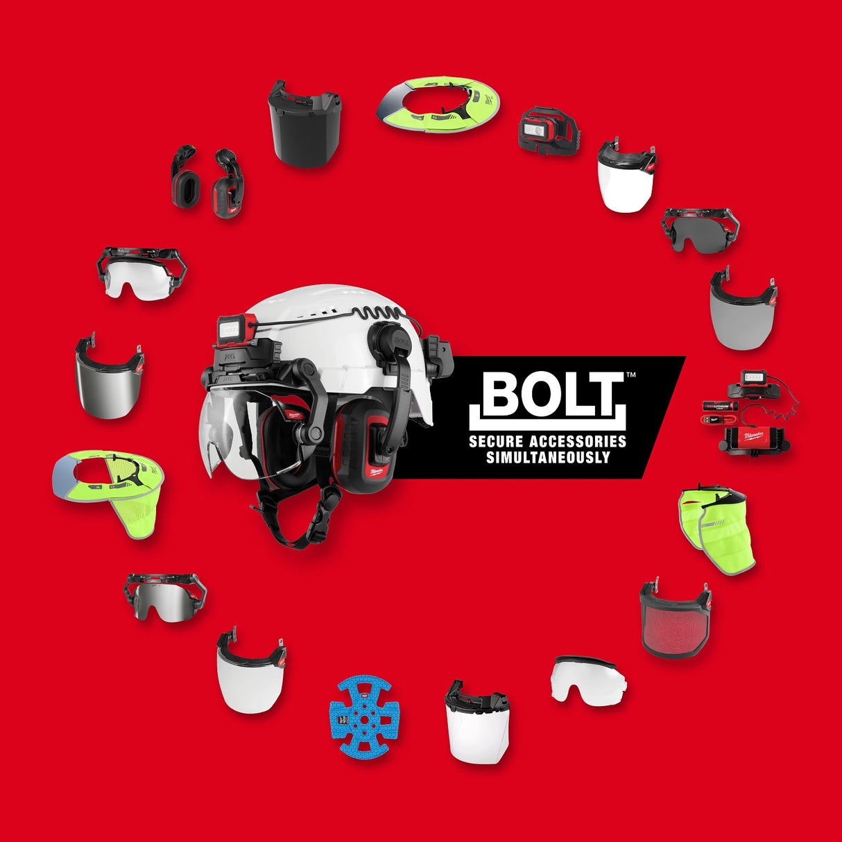 Milwaukee 48-73-1658 BOLT Red Full Brim Vented Safety Helmet – Type 2, Class C - 13
