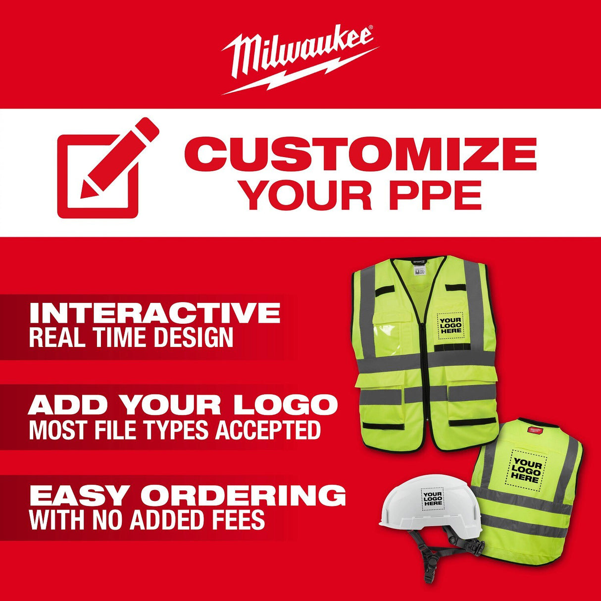 Milwaukee 48-73-1659 BOLT Red Full Brim Safety Helmet – Type 2, Class E - 12