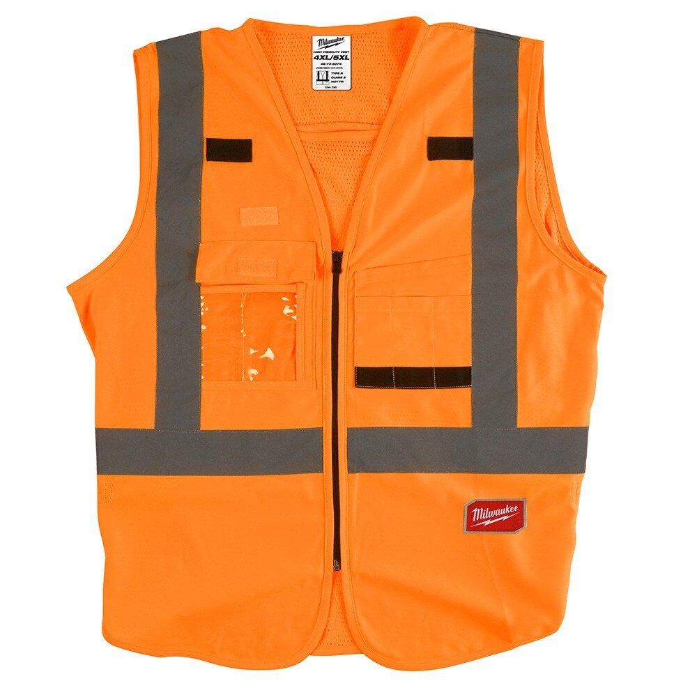 Milwaukee 48-73-5074 High Visibility Orange Safety Vest - 4X/5X (CSA)