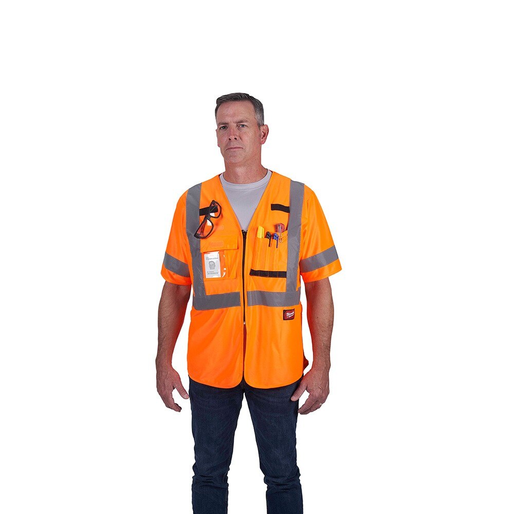 Milwaukee 48-73-5146 Class 3 High Visibility Orange Safety Vest - L/XL - 5