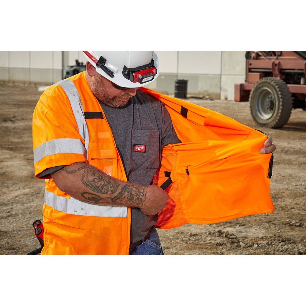 Milwaukee 48-73-5146 Class 3 High Visibility Orange Safety Vest - L/XL - 6