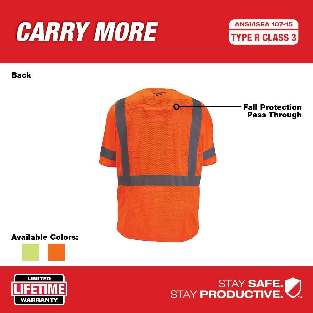 Milwaukee 48-73-5146 Class 3 High Visibility Orange Safety Vest - L/XL - 7