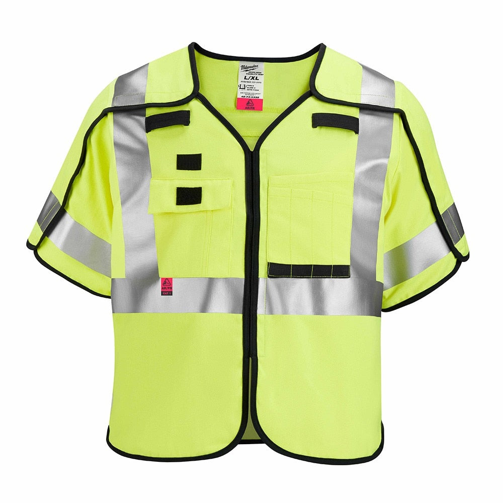 Milwaukee 48-73-5332 AR/FR Cat. 1 Class 3 Breakaway High Visibility Yellow Safety Vest - L/XL