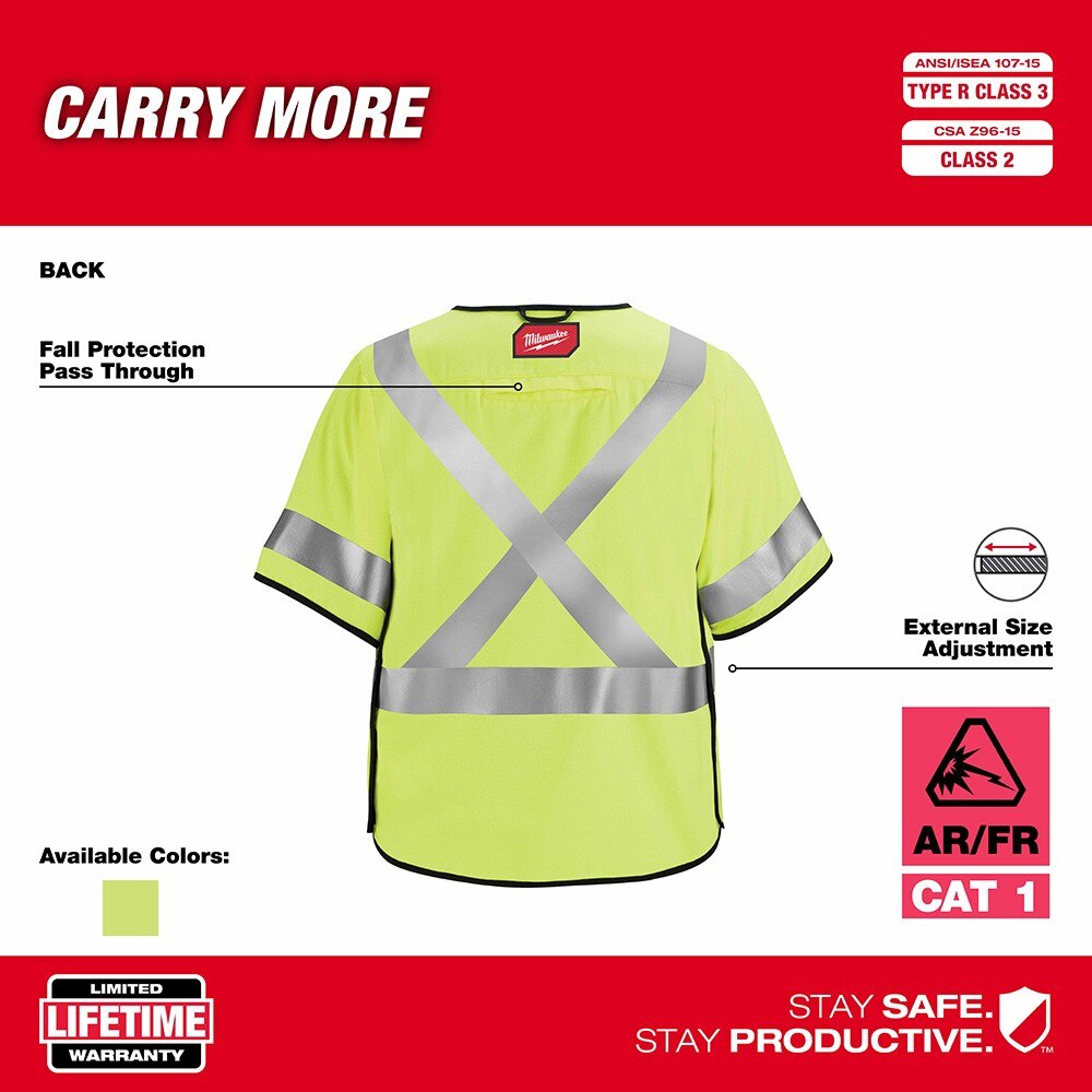 Milwaukee 48-73-5332 AR/FR Cat. 1 Class 3 Breakaway High Visibility Yellow Safety Vest - L/XL - 6