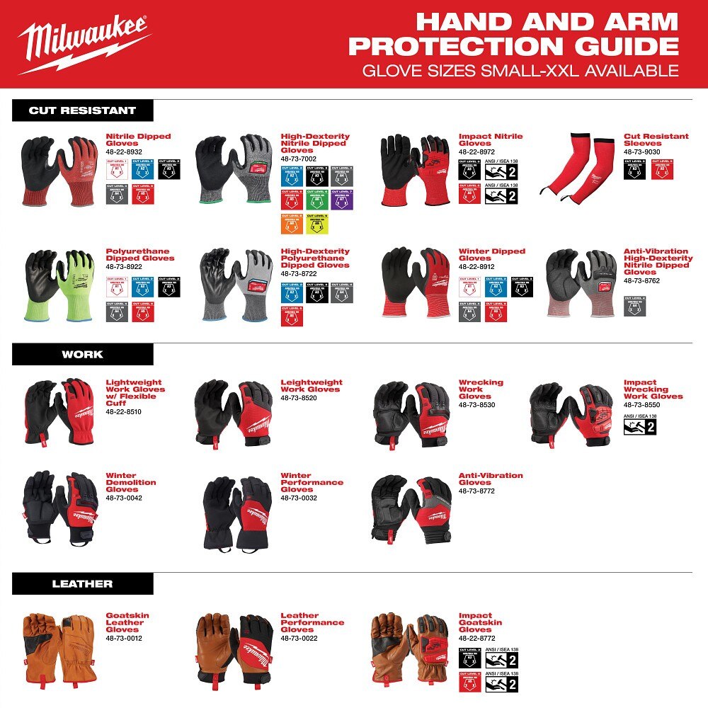 Milwaukee 48-73-8772 Anti-Vibration Work Glove - Large - 8