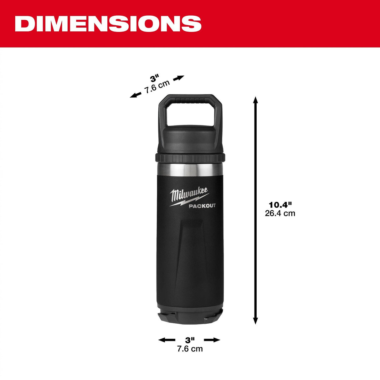 Milwaukee 48-82-8382BX PACKOUT 18 oz Insulated Bottle with Chug Lid Twist to Lock Connectivity - 4