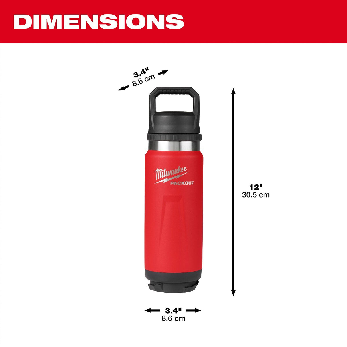 Milwaukee 48-82-8396RX PACKOUT 24 oz Insulated Bottle with Chug Lid - 3