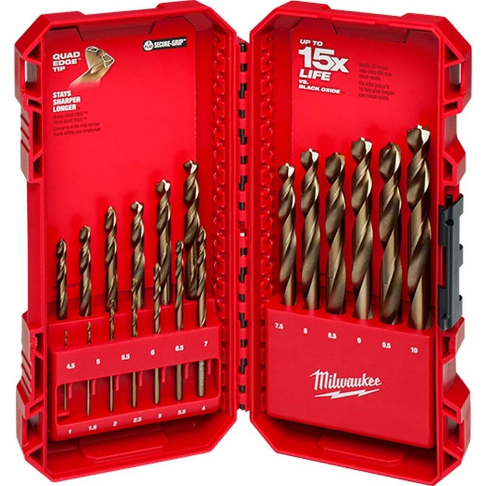 Milwaukee 48-89-2530 RED HELIX Cobalt Metric Drill Bit Set - 19 Piece for Hard Metal Applications