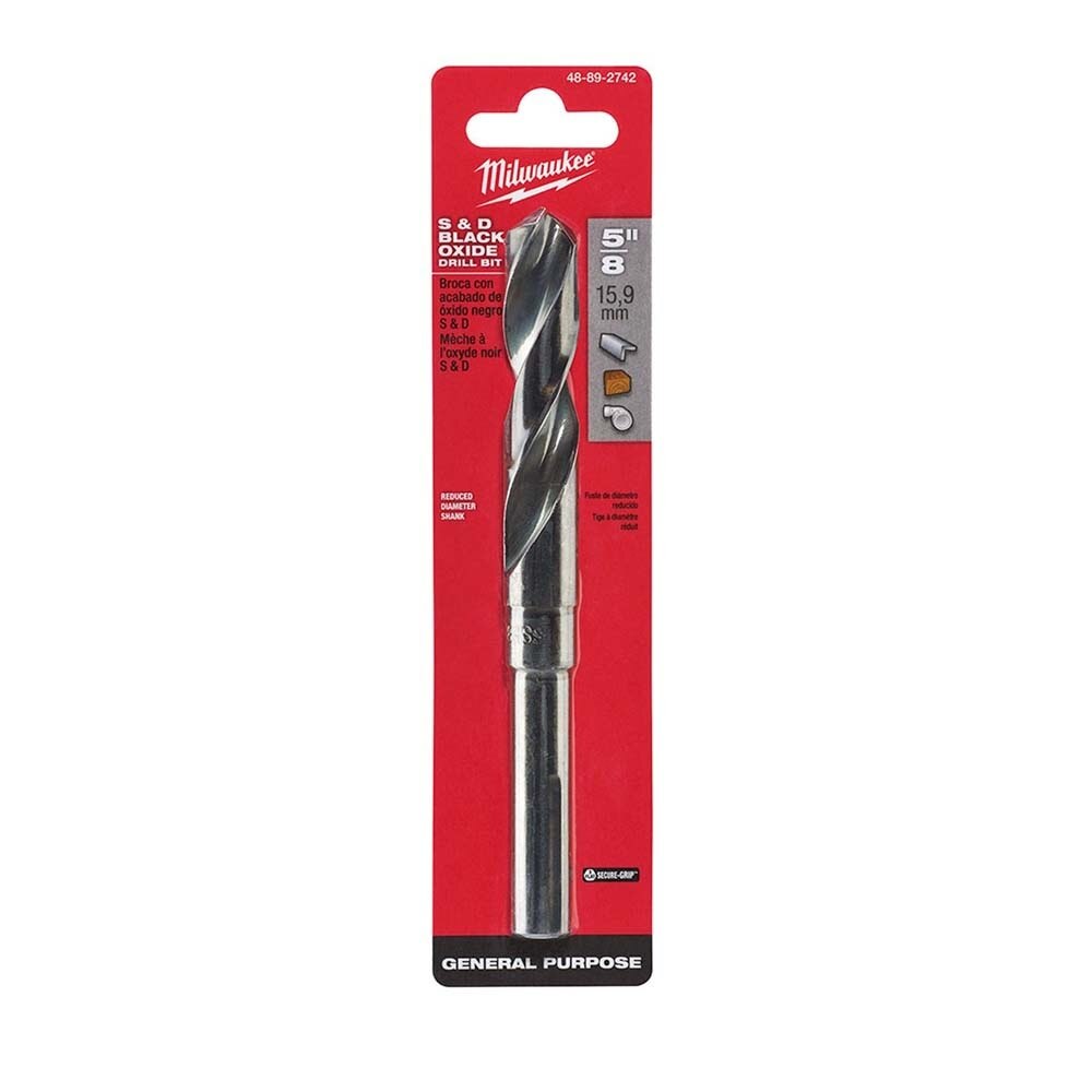 Milwaukee 48-89-2742 5/8" S&D Black Oxide Drill Bit for Metal, Wood, and Plastic - 3