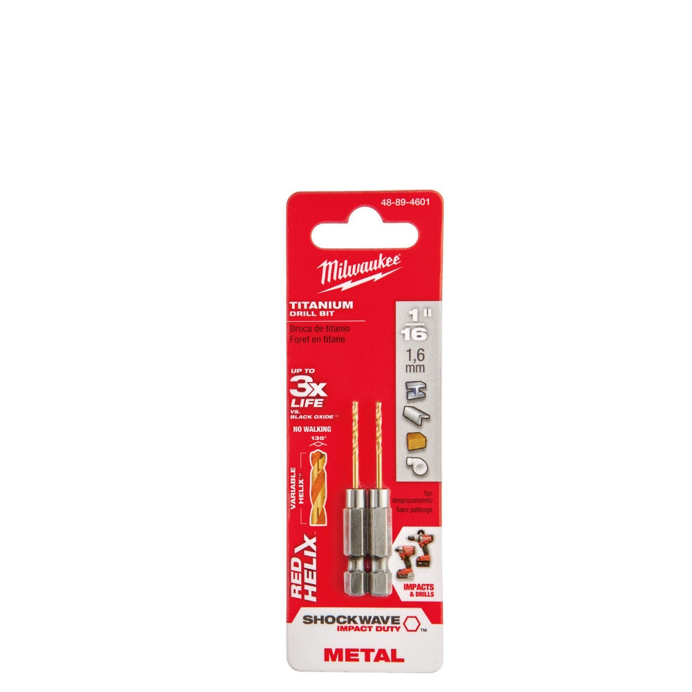Milwaukee 48-89-4601 1/16" Titanium Shockwave Drill Bit - 2