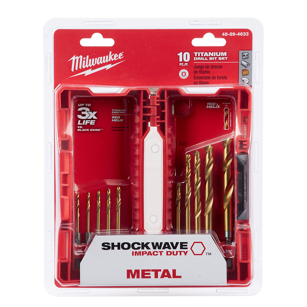 Milwaukee 48-89-4633 10 Piece Titanium Shockwave Red Helix Bit Set - 2