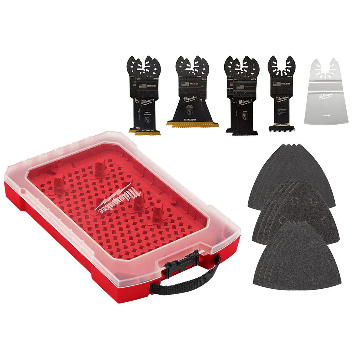 Milwaukee 49-10-9220 Open-Lok Oscillating Blade and Sandpaper Kit with Modular Case 11.32" x 7.5" x 1.5" (20 Piece)