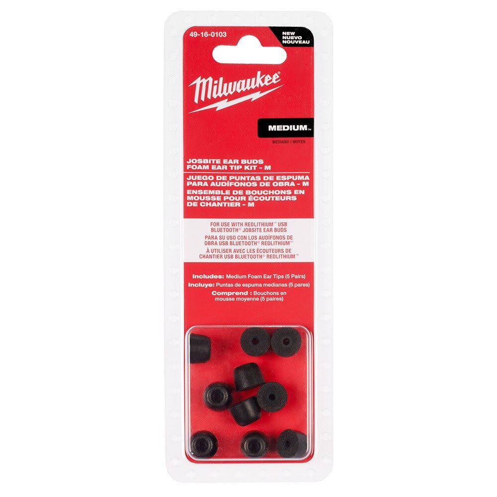 Milwaukee 49-16-0103 Jobsite Earbuds Foam Ear Tip Kit - M