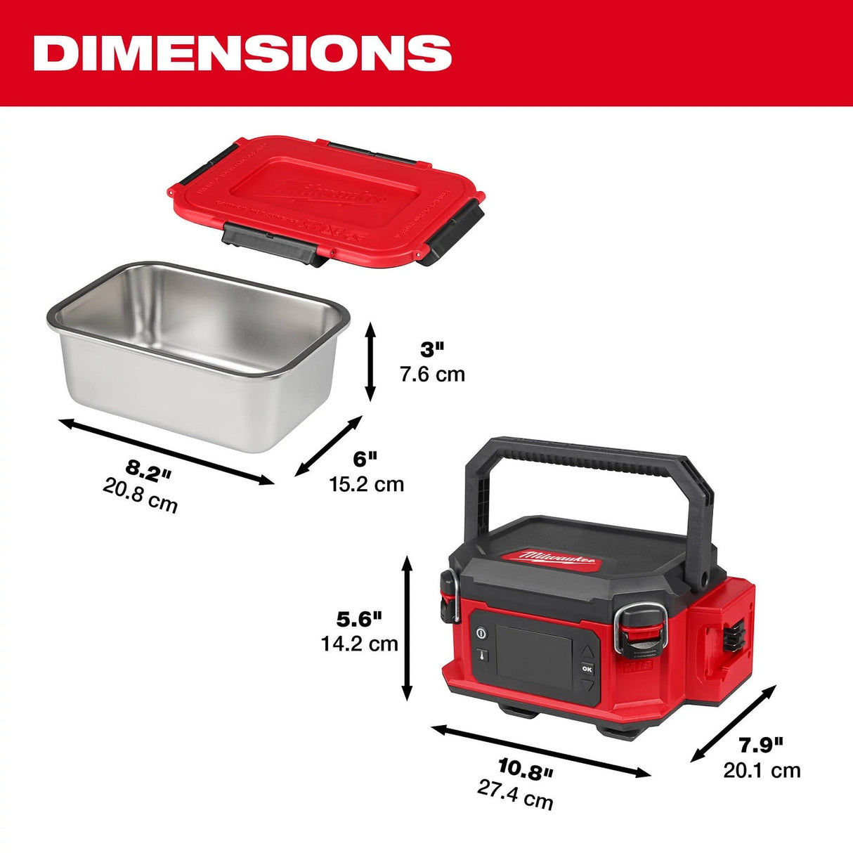 Milwaukee 49-16-0203 4.75 Cup Stainless Steel Containers for M18 Jobsite Lunch Warmer with Leak Proof Lids (3 Pack) - 6