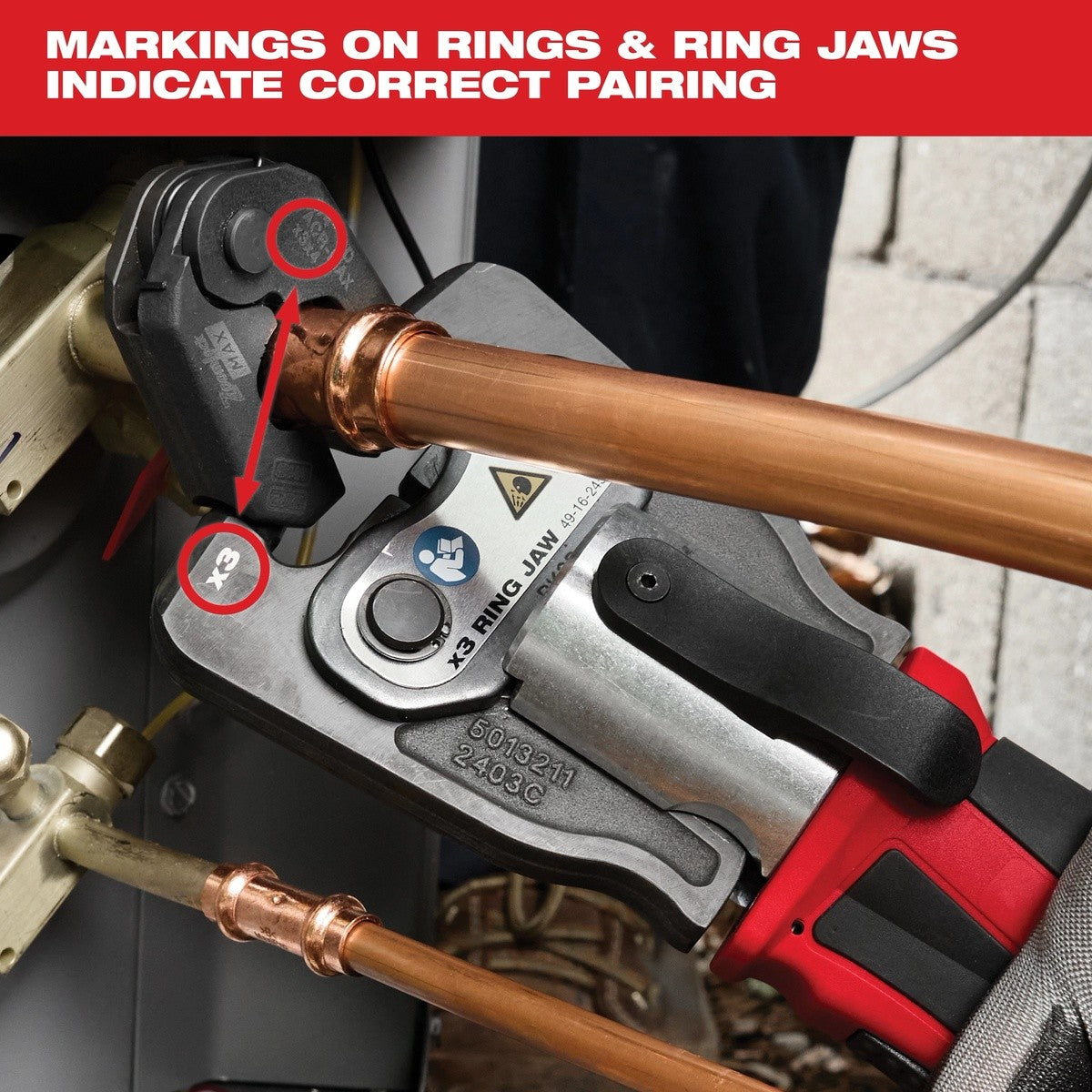 Milwaukee 49-16-2657ZX 1-1/8" ZoomLock MAX B MaxiPro Pivoting Press Ring for ACR Copper - 6