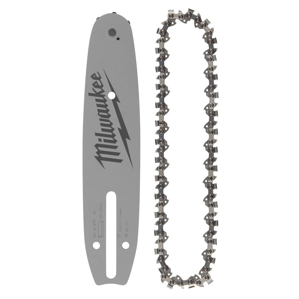 Milwaukee 49-16-2818 8" 3/8" LOW PROFILE Pitch, .043" Gauge Saw Chain and Guide Bar Set