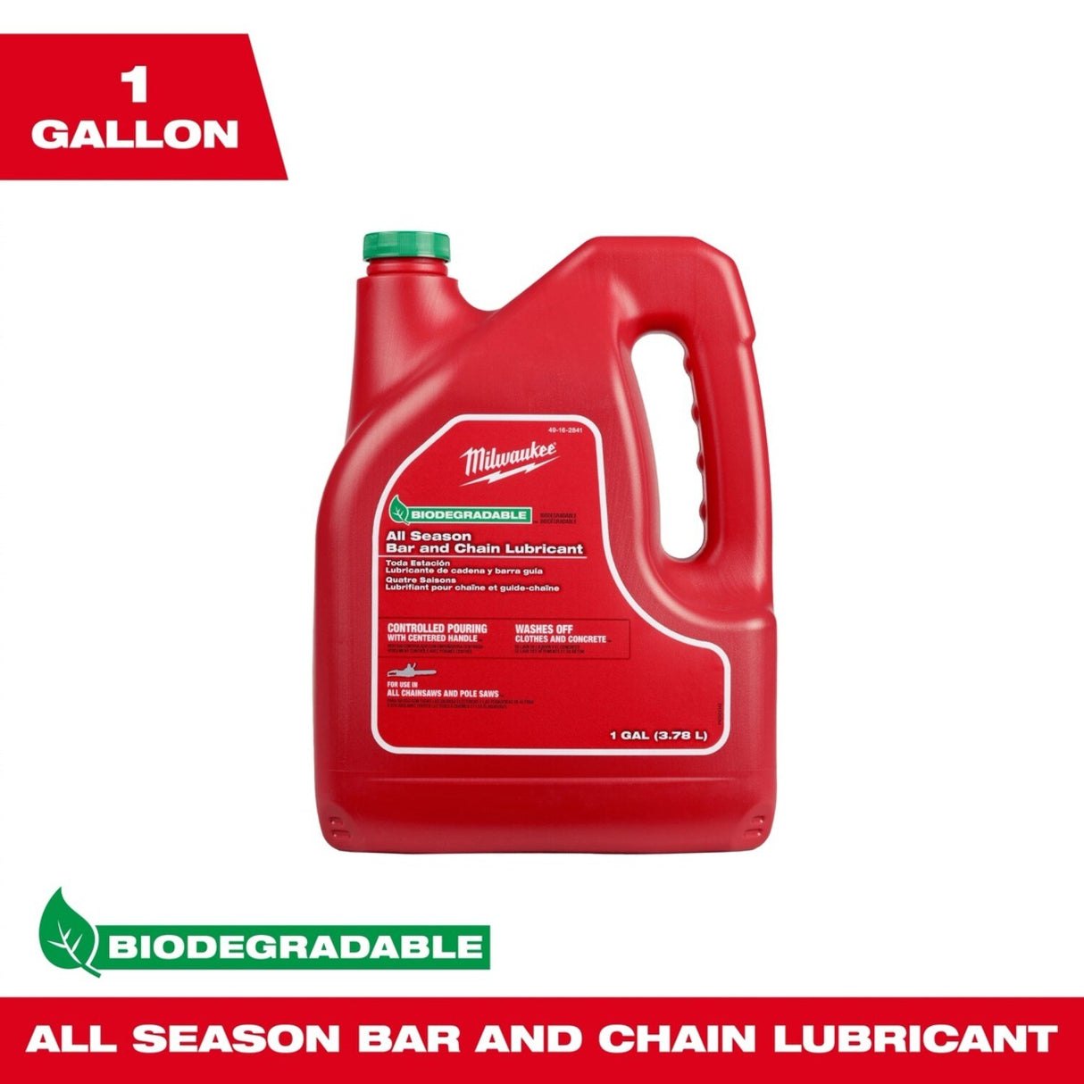 Milwaukee 49-16-2841 Biodegradable All Season Bar and Chain Lubricant for Chainsaws (1 Gallon) - 2