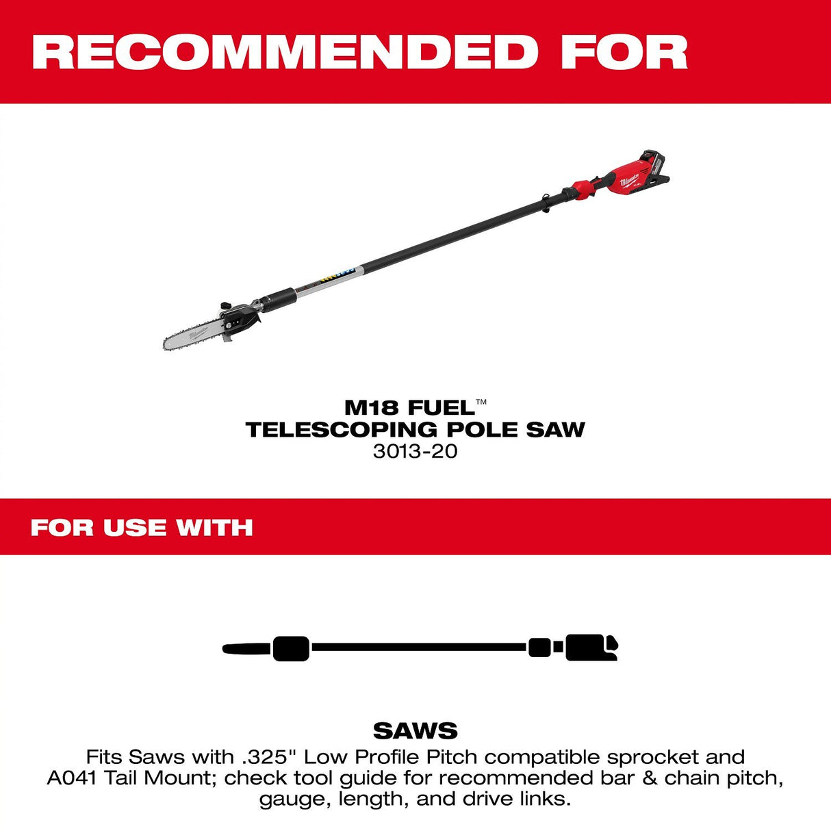 Milwaukee 49-16-2844 10 in .325 in Low Profile Pitch .043 in Gauge Saw Chain and Guide Bar Set (2 Piece) - 3