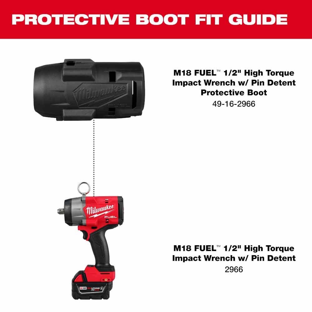 Milwaukee 49-16-2966 M18 FUEL 1/2" High Torque Impact Wrench w/ Pin Detent Protective Boot - 2