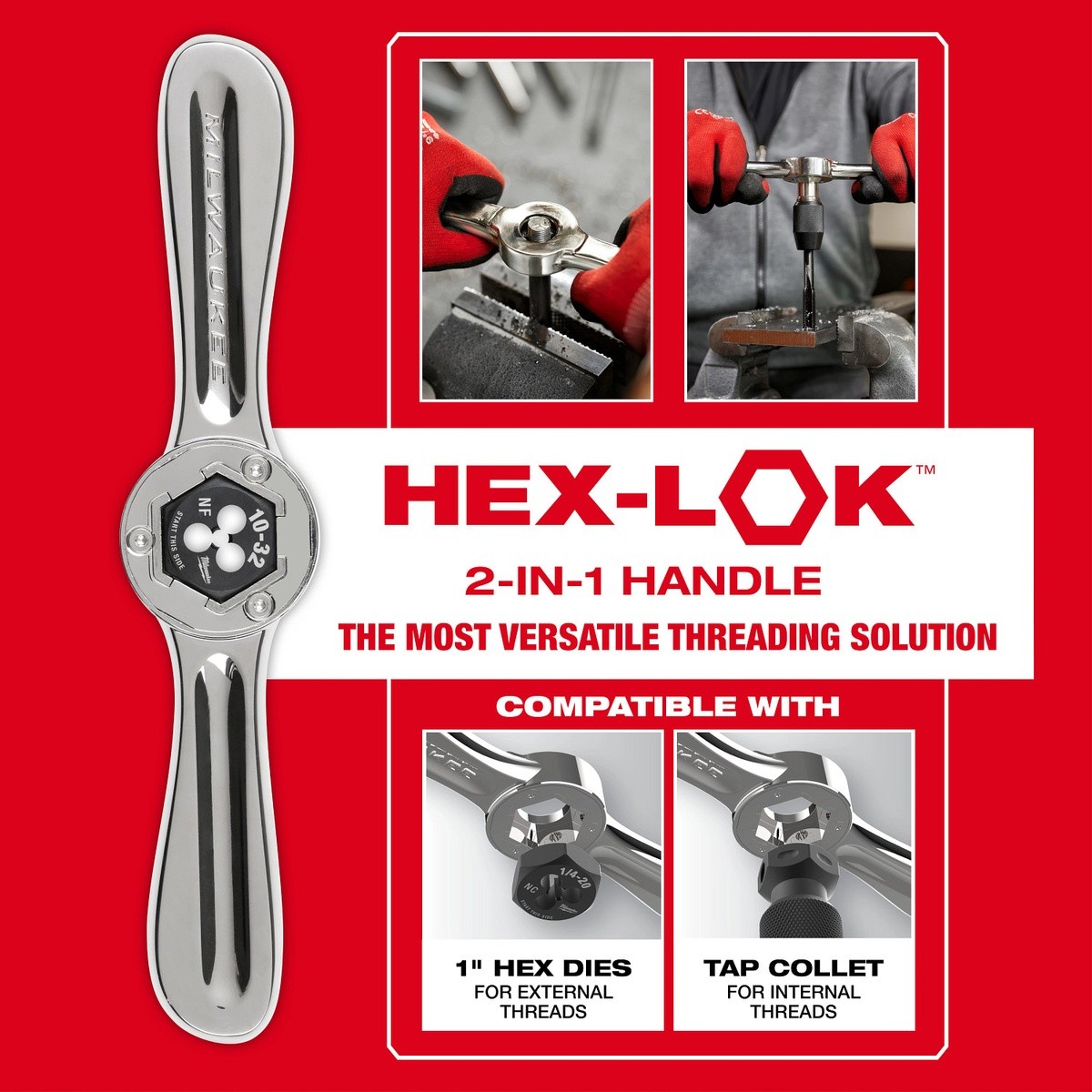 Milwaukee 49-22-5614 SAE and Metric Tap and Die PACKOUT Set with HEX-LOK 2-in-1 Handle (107 Piece) - 2
