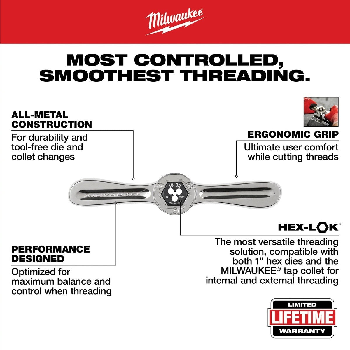 Milwaukee 49-22-5614 SAE and Metric Tap and Die PACKOUT Set with HEX-LOK 2-in-1 Handle (107 Piece) - 3