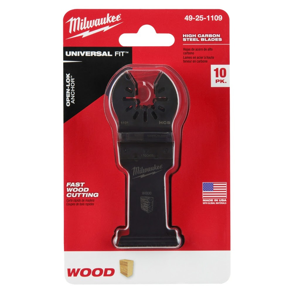 Milwaukee 49-25-1109 Milwaukee® OPEN-LOK™ 1-3/8" HCS WOOD BLADES 10PK - 9