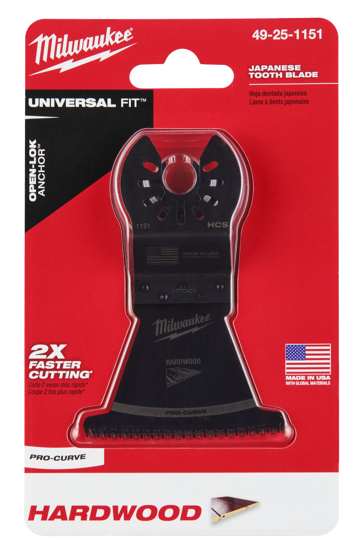 Milwaukee 49-25-1151 Milwaukee® OPEN-LOK™ 2-1/2" HCS JAPANESE TOOTH PRO-CURVE™ HARDWOOD BLADE 1PK - 2