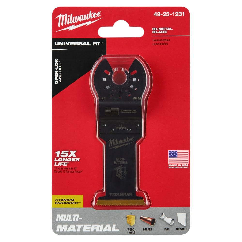 Milwaukee 49-25-1231 Milwaukee® OPEN-LOK™ 1-3/8" TITANIUM ENHANCED BI-METAL MULTI-MATERIAL BLADE 1PK - 15