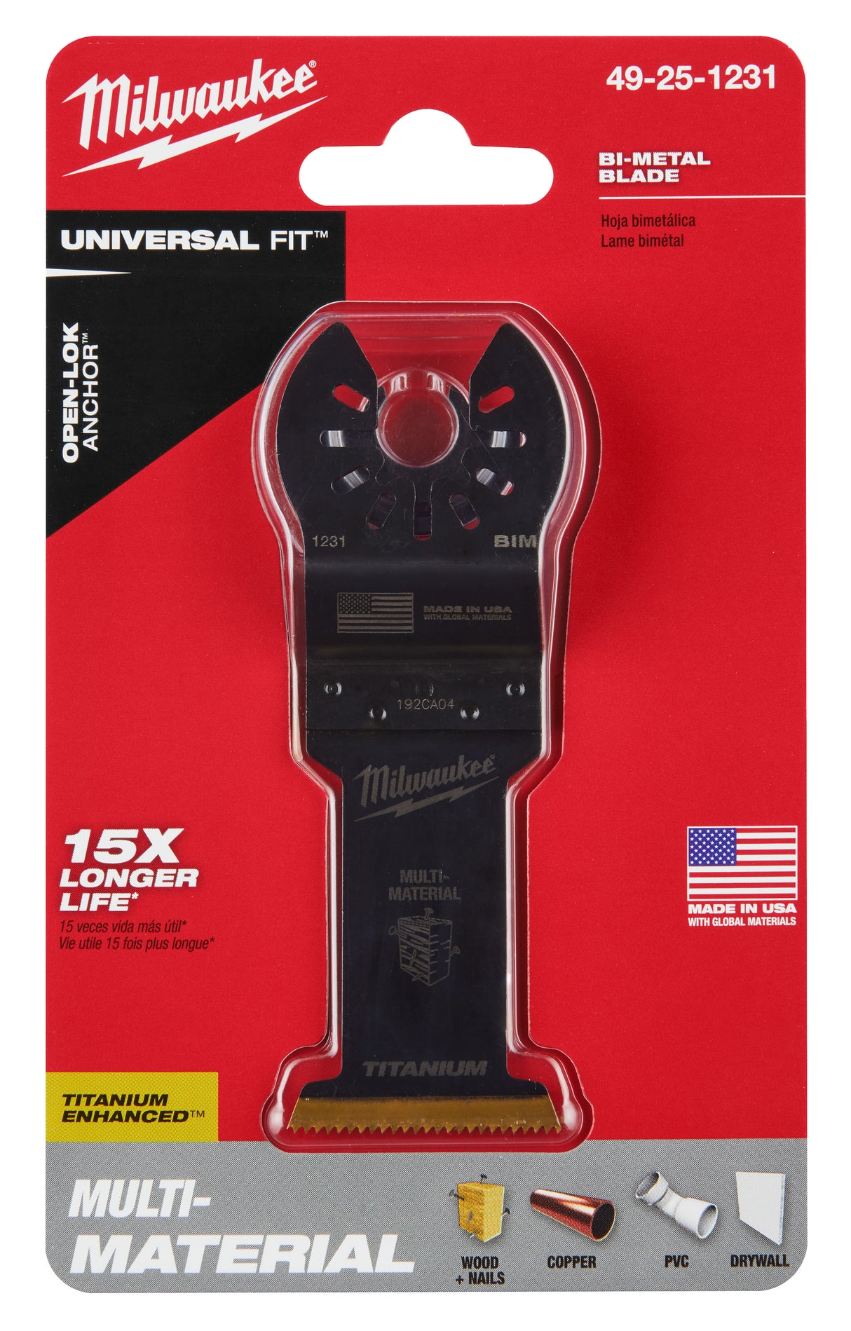 Milwaukee 49-25-1231 Milwaukee® OPEN-LOK™ 1-3/8" TITANIUM ENHANCED BI-METAL MULTI-MATERIAL BLADE 1PK - 2
