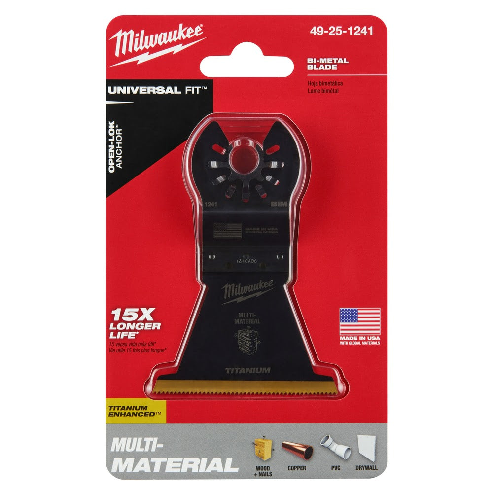 Milwaukee 49-25-1241 Milwaukee® OPEN-LOK™ 2-1/2" TITANIUM ENHANCED BI-METAL MULTI-MATERIAL BLADE 1PK - 14