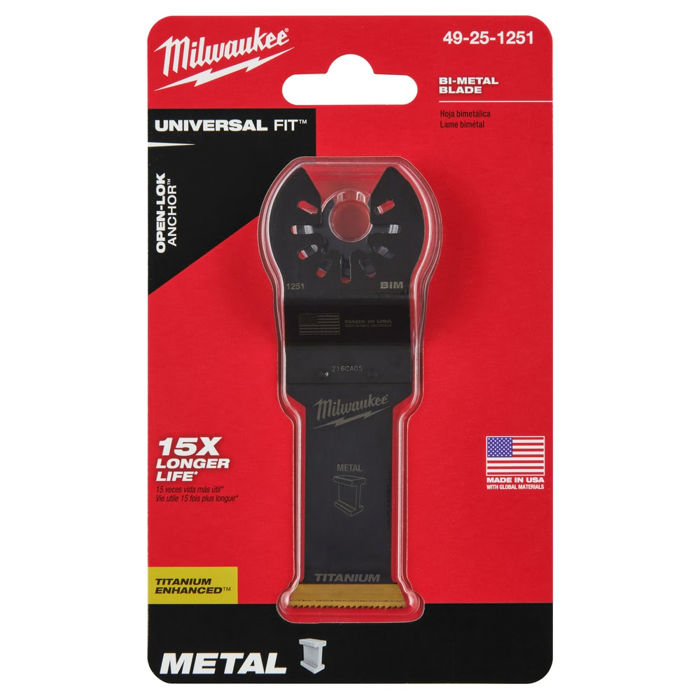 Milwaukee 49-25-1251 Milwaukee® OPEN-LOK™ 1-1/8" TITANIUM ENHANCED BI-METAL METAL BLADE 1PK - 13