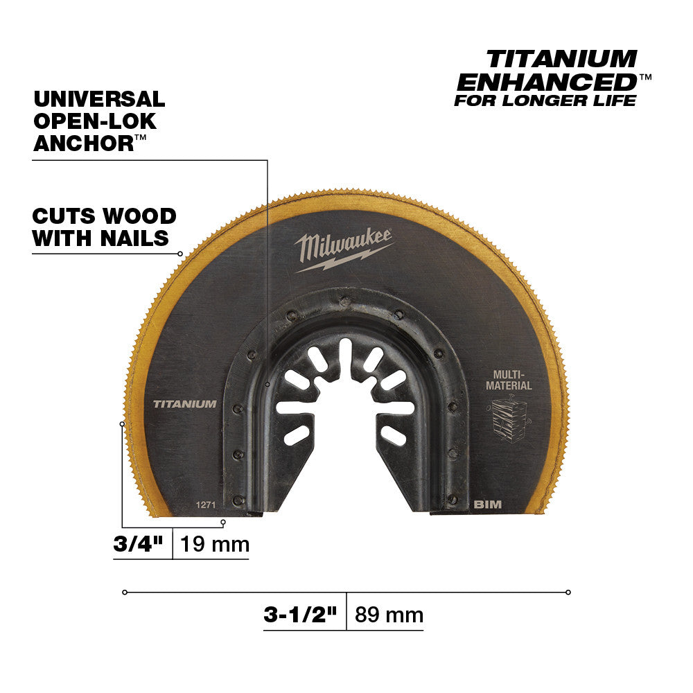 Milwaukee 49-25-1271 Milwaukee® OPEN-LOK™ 3-1/2" TITANIUM ENHANCED BI-METAL SEGMENTED BLADE 1PK - 4