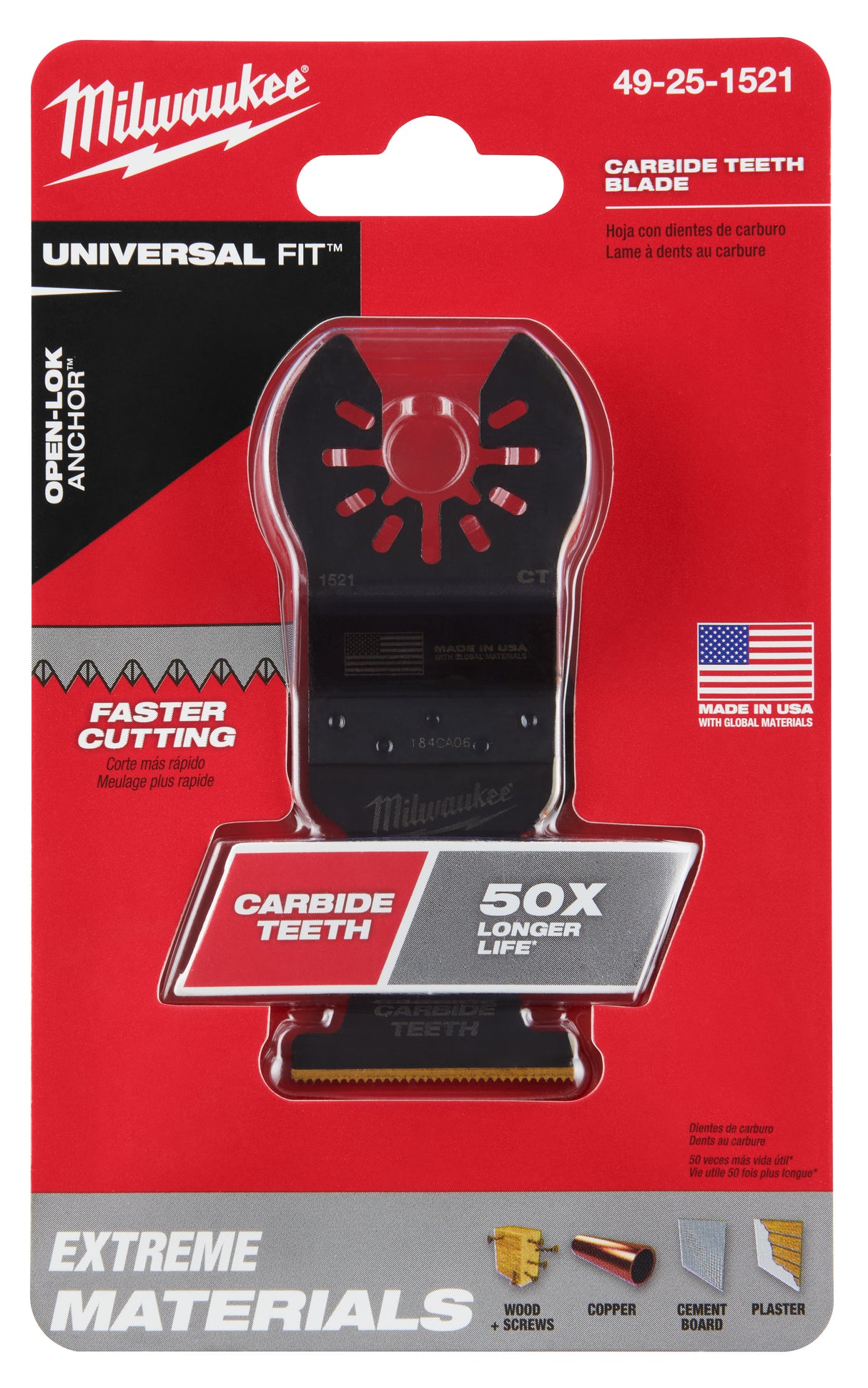 Milwaukee 49-25-1521 Milwaukee® OPEN-LOK™ 1-3/8" TITANIUM ENHANCED CARBIDE TEETH MULTI-MATERIAL BLADE 1PK - 4