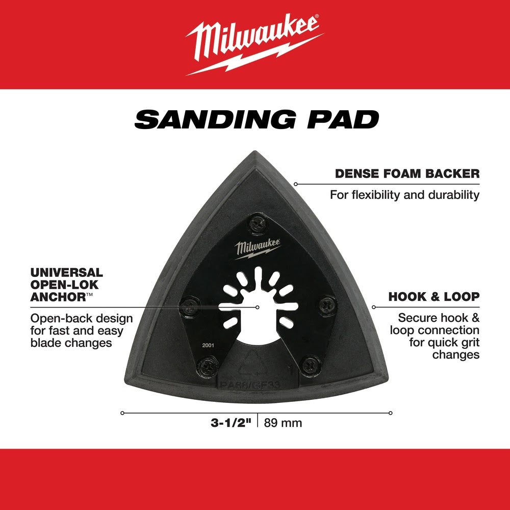 Milwaukee 49-25-2001 Milwaukee® OPEN-LOK™ 3-1/2" TRIANGLE SANDING PAD 1PK - 7