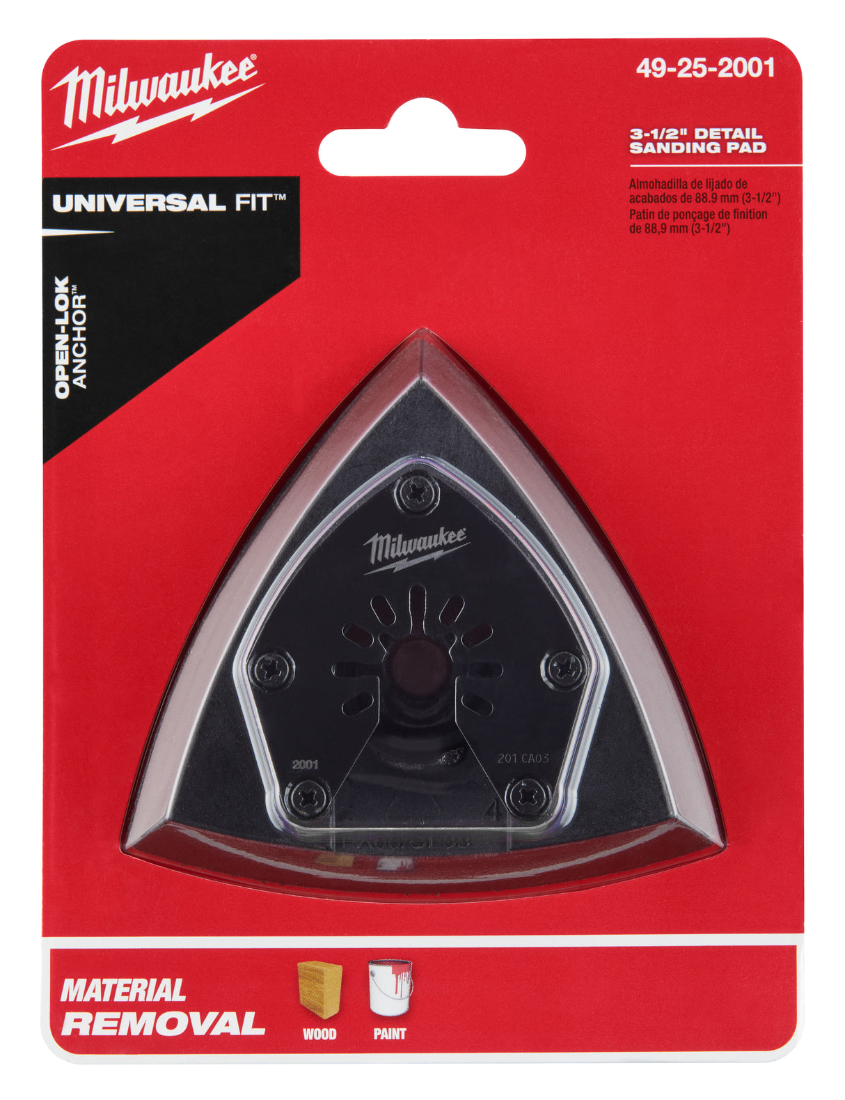 Milwaukee 49-25-2001 Milwaukee® OPEN-LOK™ 3-1/2" TRIANGLE SANDING PAD 1PK - 4