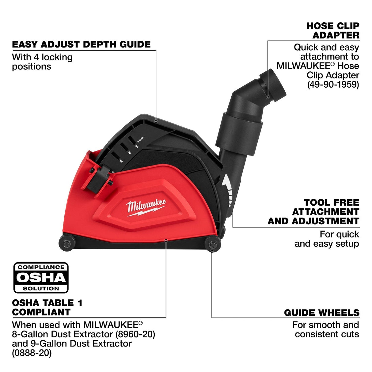 Milwaukee 49-40-6205 5" Cutting Dust Shroud for Angle Grinder Silica Dust Control - 4