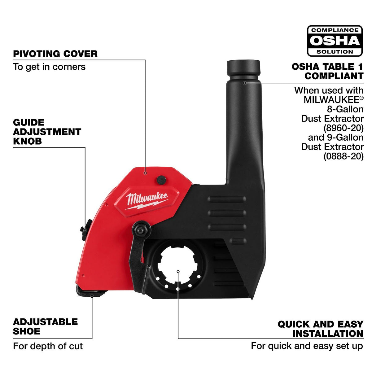Milwaukee 49-40-6215 6 in. Tuckpointing Dust Shroud Grinder Attachment for 4-1/2 in. to 7 in. AC/DC Angle Grinders - 4