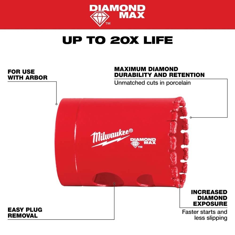 Milwaukee 49-56-5730 Diamond Max Hole Saw Set - 6 Piece for Porcelain and Stone - 2