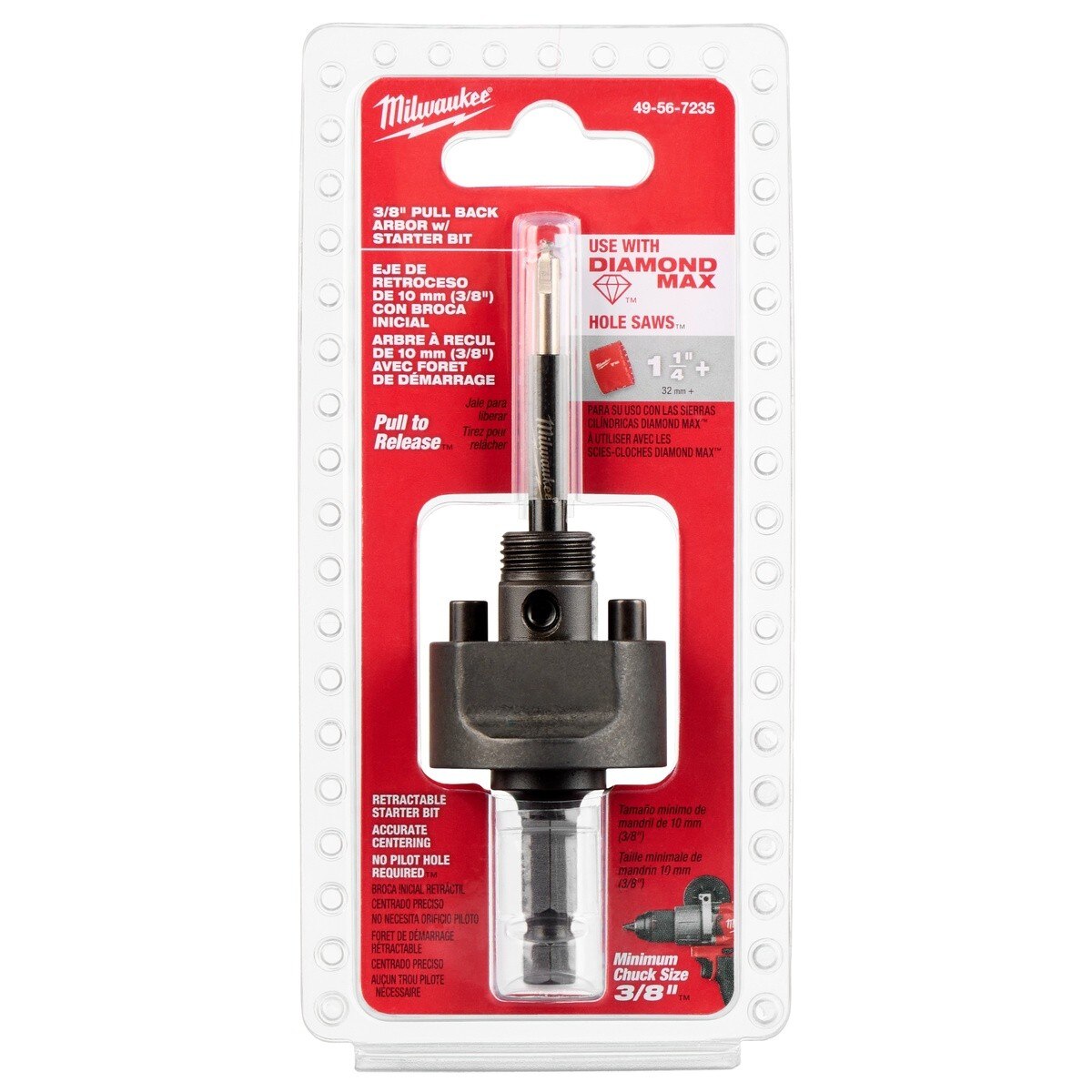 Milwaukee 49-56-7235 3/8" Pull-Back Arbor with Retractable Starter Bit - 2